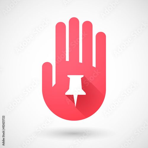 Red hand icon with a push pin
