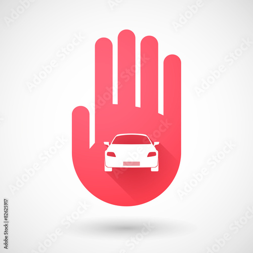 Red hand icon with a car