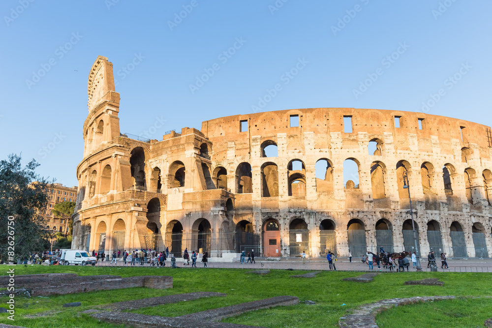 Sunset at the Colosseum in Rome, Italy