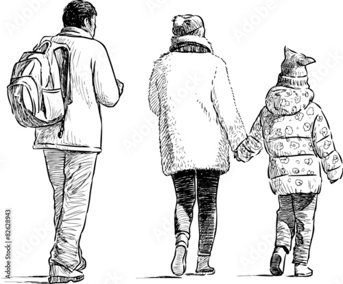 strolling family