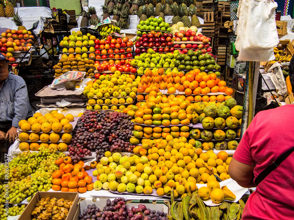 The rich offer of fruit at the market Areqipa Peru