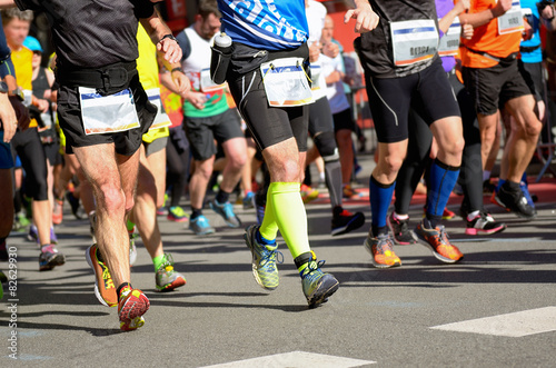 Marathon running race, runners on road, sport concept
