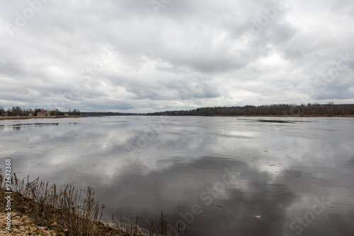 dramatic clouds over the river