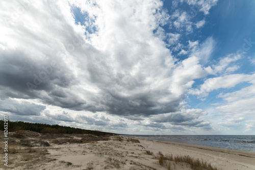 White clouds over beach