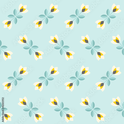 Seamless floral pattern with geometric flowers
