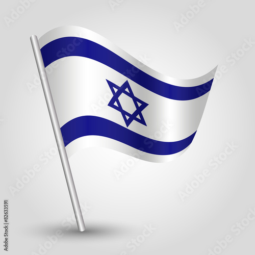 vector waving simple triangle israeli flag on stick - Israel 