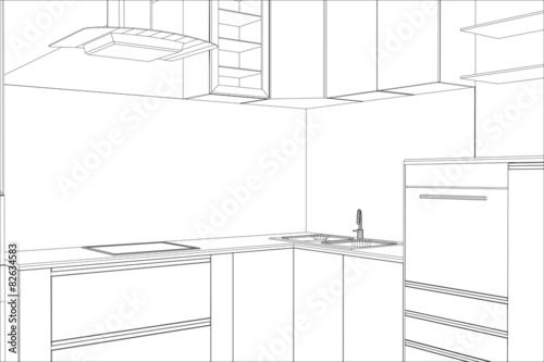 vector design process in wire-frame Illustration created of 3d
