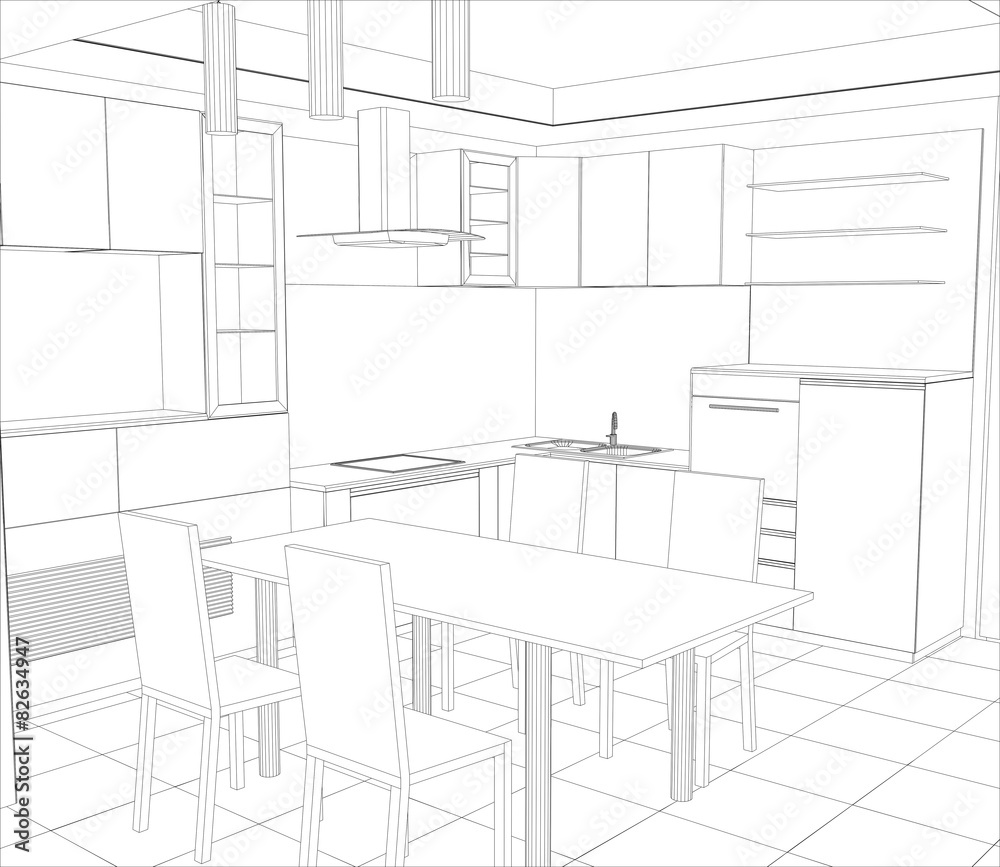 Sketch plan kitchen in the wire