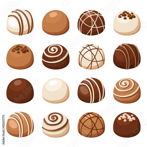 Set of chocolate candies. Vector illustration.
