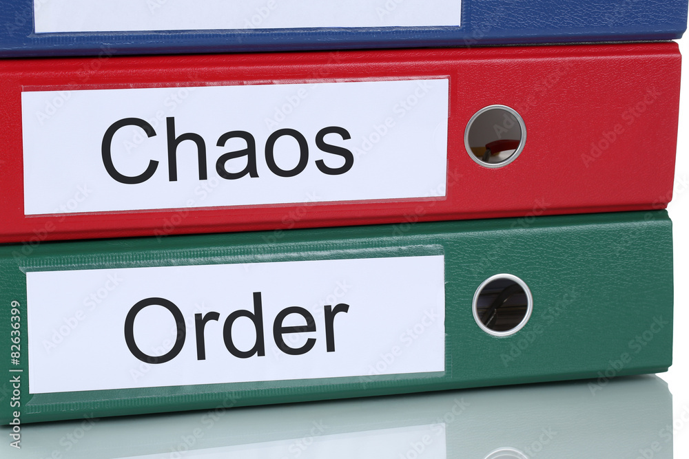 Chaos and order organisation in office business concept Chaos and order organisation in office business concept