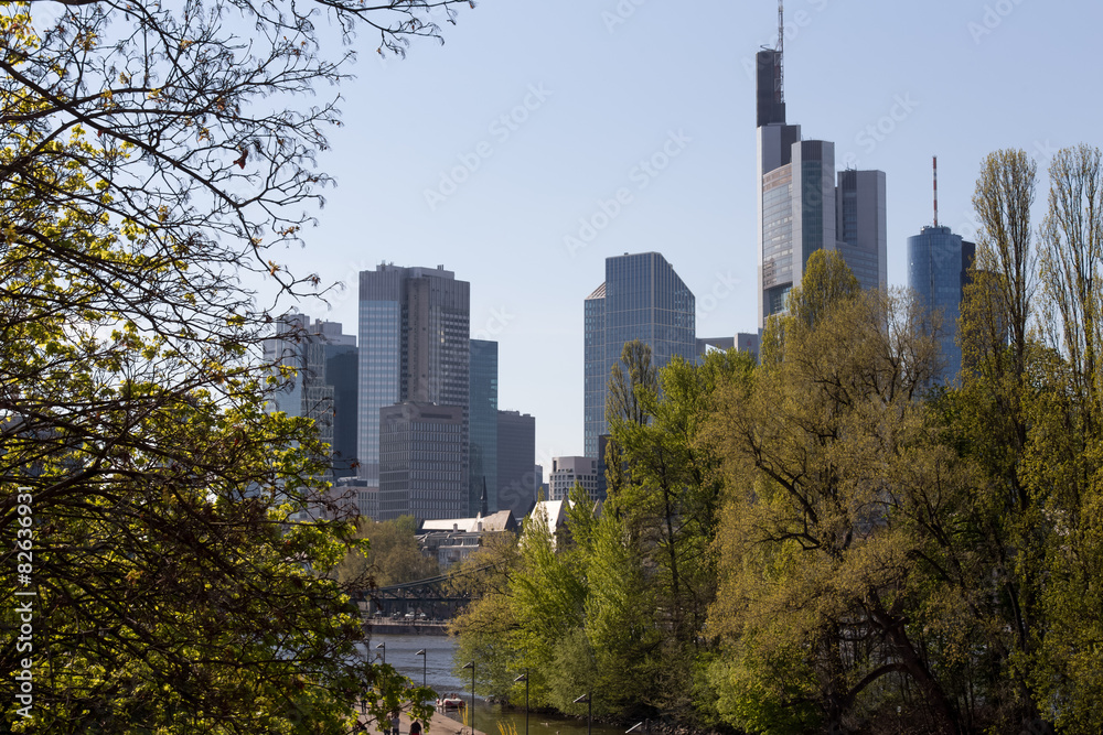 Obraz premium frankfurt and the main river in spring