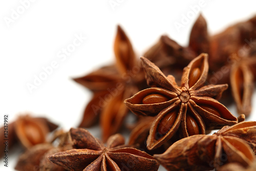 Star anise seeds isolated on white background