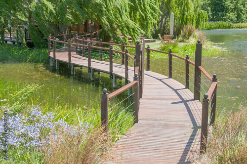 Bridge to  an island on a farm