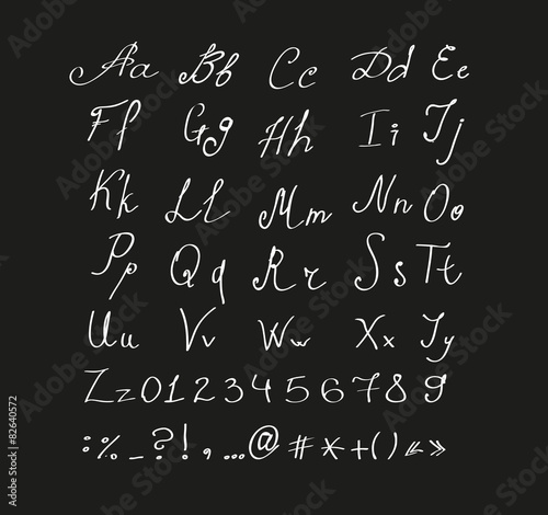 Hand drawn alphabet made in vector isolated