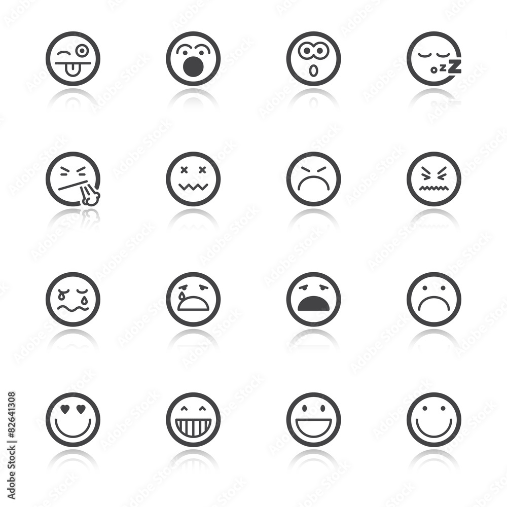 Face flat icons with reflection Face flat icons with reflection