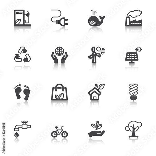 Ecology flat icons with reflection