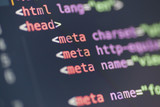 HTML meta tag code on computer screen
