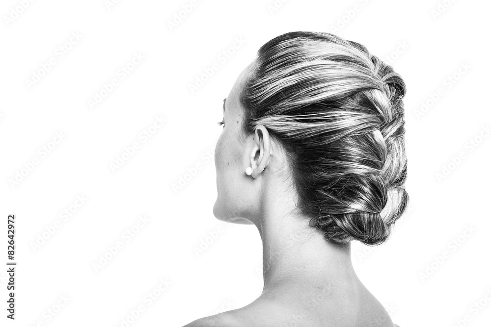 Pretty girl with braided hairstyle black and white Pretty girl with braided hairstyle black and white
