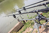 Fishing rod and reel over water