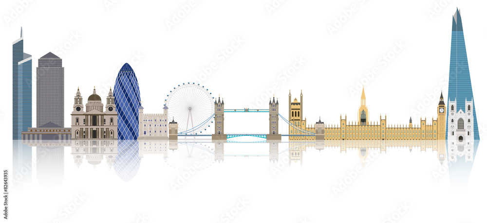 Illustration of London city skyline - obrazy, fototapety, plakaty 
