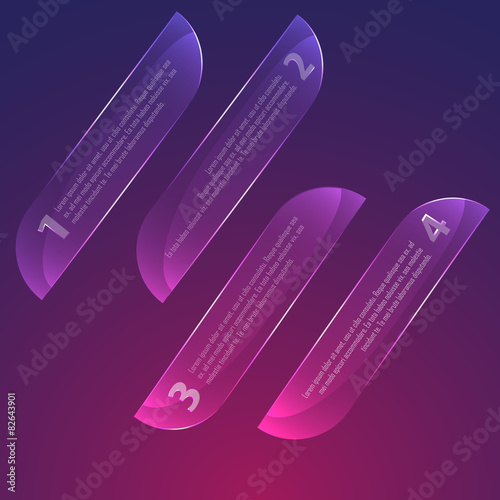 Set of glass web infographic banners, web design templates,