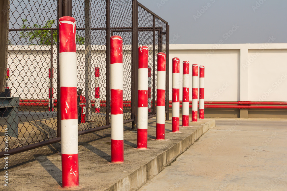 Red and white pole warned not to enter the area.