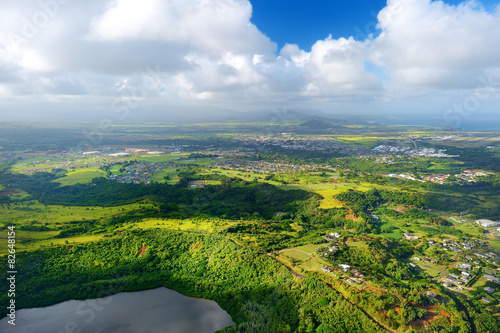 Fototapeta Naklejka Na Ścianę i Meble -  Stunning aerial view of spectacular jungles, Kauai
