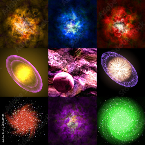 Fototapeta Naklejka Na Ścianę i Meble -  Set of abstract stars nebula generated textures