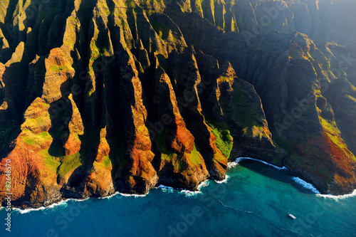 Aerial view of spectacular Na Pali coast, Kauai