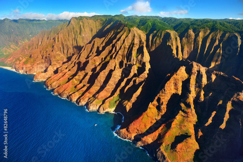 Aerial view of spectacular Na Pali coast, Kauai photo