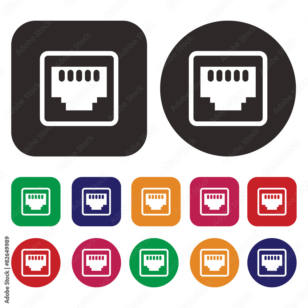 network socket icon. LAN icon network socket icon. LAN icon