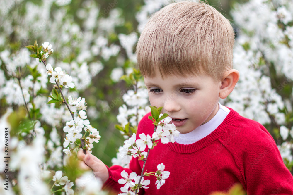 Portrait of a boy in a lush garden Portrait of a boy in a lush garden