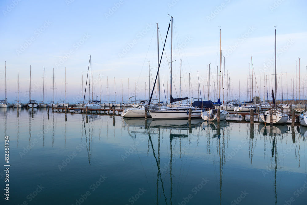 Sailing boats in the marina, lake Balaton
