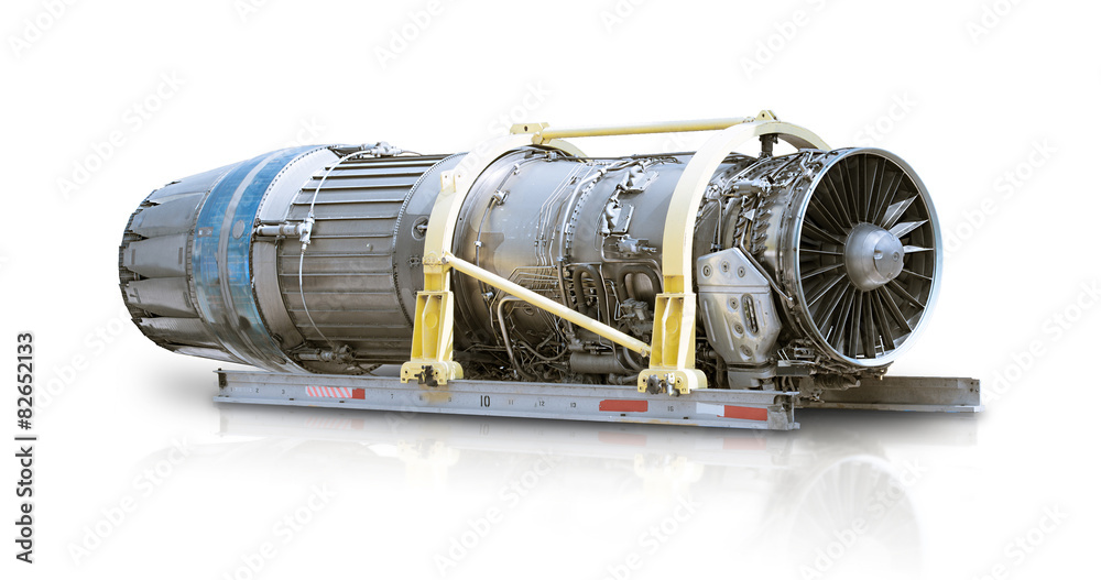 F16 air force plane jet engine manufacturing isolated white wet