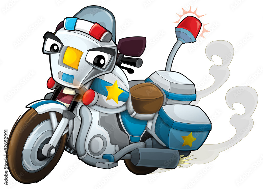 Obraz Cartoon motorcycle - caricature - illustration for the children