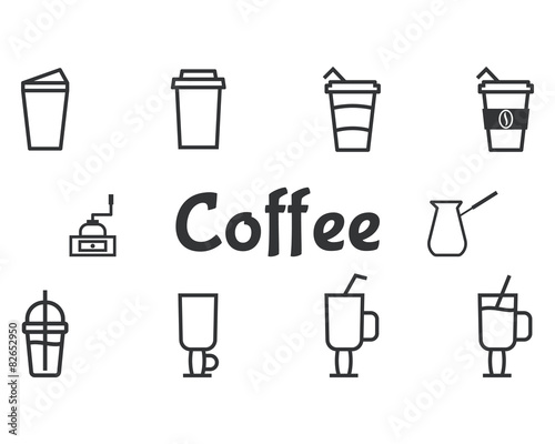 Coffee and cocktails outline elements and symbol line icon