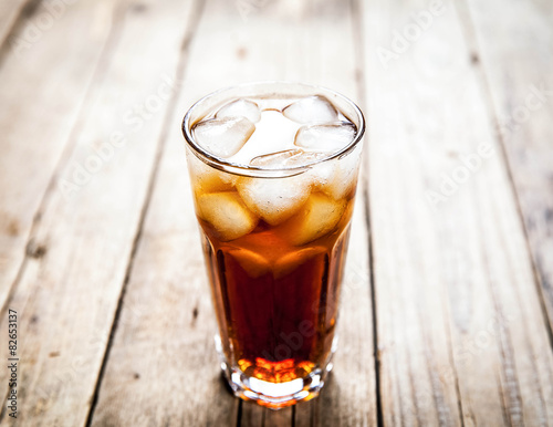 soft drink on a wooden background