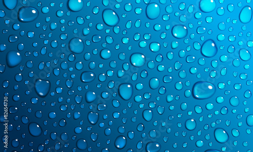 Blue background of water drops