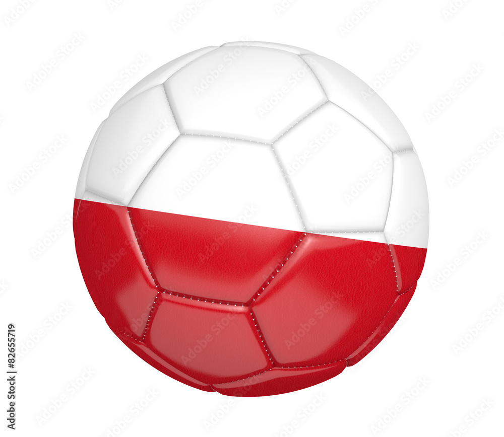 Soccer ball, or football, with the country flag of Poland Soccer ball, or football, with the country flag of Poland