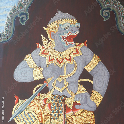 Photo Hanuman in Ramayana story at Wat Phra Kaeo