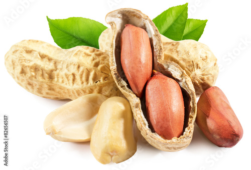 tasty peanuts isolated on the white background photo