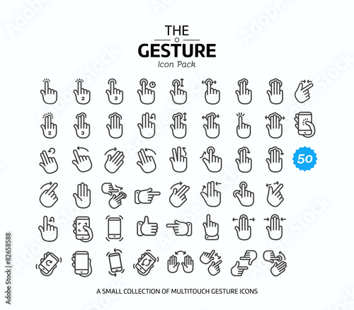 50 Vector line gesture icons 