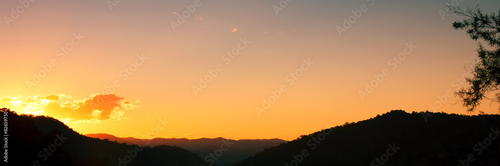 Silhouette Sunset over the Mountains
