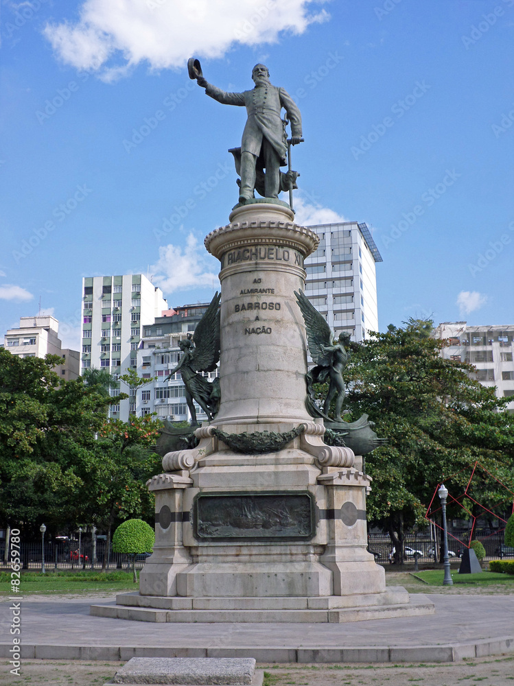 Fototapeta premium Monument of Francisco Manuel Barroso, the Baron of Amazonas, in Paris Park (Praça Paris), Rio de Janeiro, Brazil. He commanded the Brazilian fleet during the Battle of Riachuelo in the Paraguayan War