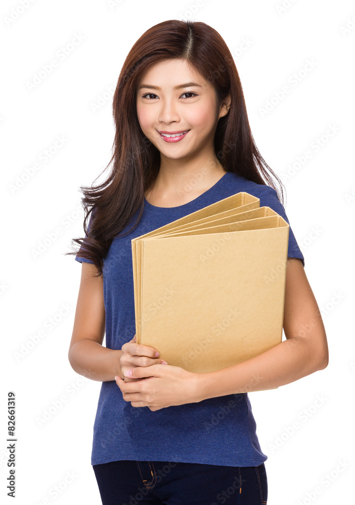 Asian woman hold with folder Asian woman hold with folder