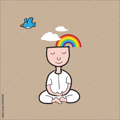 Man Meditation rainbow cloud