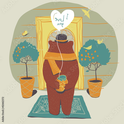  Bear in love on the doorstep 