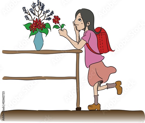 女の子と花
