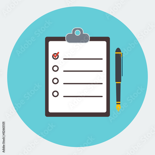 Blank checklist form, to-do list with office supplie.