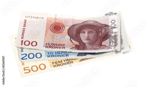 Three Norwegian banknotes